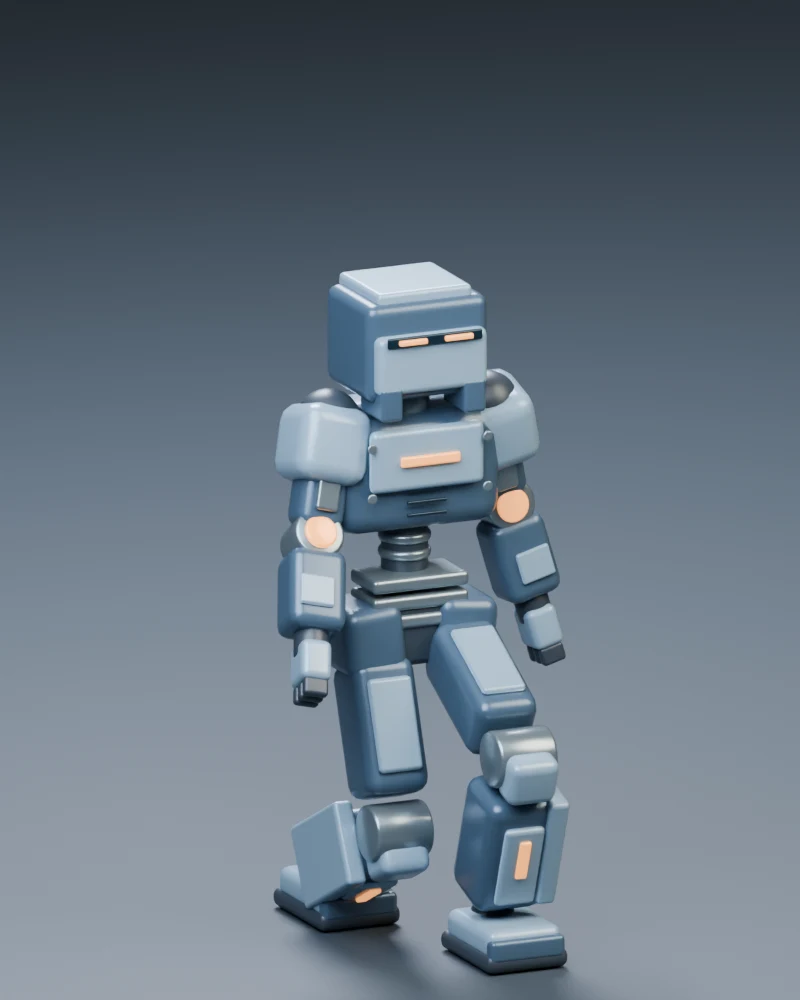 Rook, an original compact slate-blue robot.